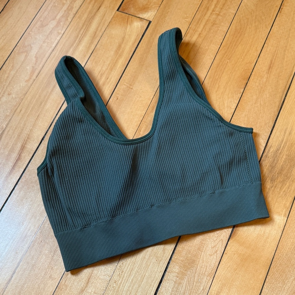Aerie Ribbed Sports Bra - Dark Green